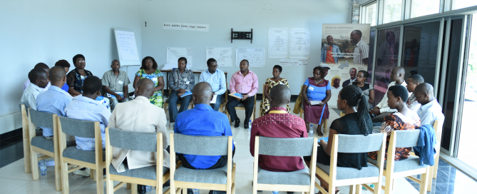 Teachers take part in training at the Kigali Genocide Memorial to help them deliver the peace education components of Rwanda's new school curriculum.