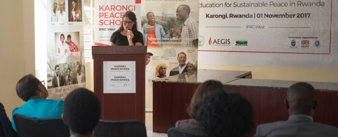 Swedish Ambassador to Rwanda, the Honorable Jenny Ohlsson, speaks at the launch of the Karongi Peace School