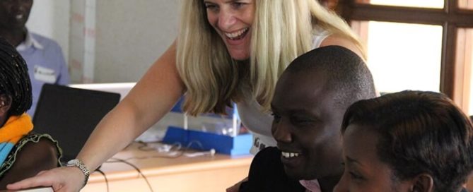 Kim Simon at an IWitness training session with Aegis Trust educators at the Kigali Genocide Memorial, 2013