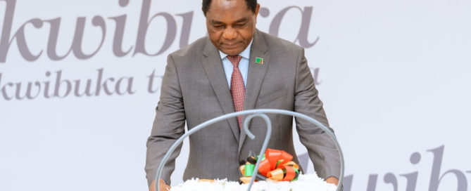 President of the Republic of Zambia, H.E. Hakainde Hichilema lays a wreath at the Kigali Genocide Memorial, 21 June 2023