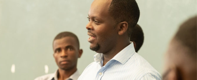 Aegis Trust's Education Manager Appolon Gahongayire leads a workshop at the Kigali Genocide Memorial