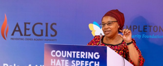 Alice Wairimu Nderitu - UN Special Advisor on the Prevention of Genocide - speaks at the UN media workshop held with Aegis Trust at the Kigali Genocide Memorial